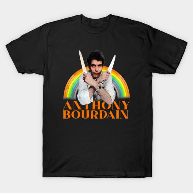 Anthony Bourdain Retro Rainbow T-Shirt by trippyanime